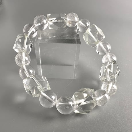 【デザインブレスレット】カイラス産"手磨き"天然ヒマラヤ水晶/Kailash Himalayan Quartz Design Bracelet