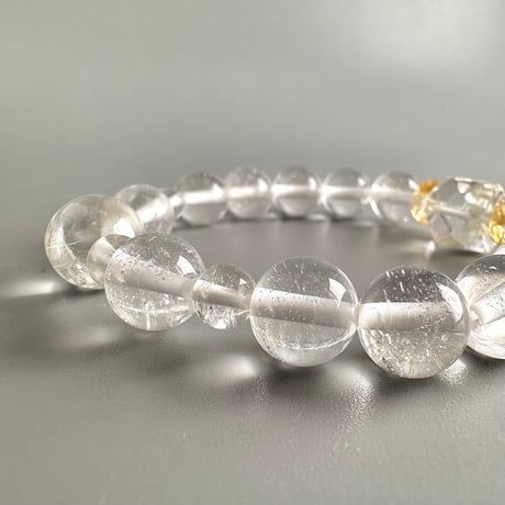 【デザインブレスレット】シトリン＋カイラス産＋アンナプルナ産"手磨き加工"天然ヒマラヤ水晶/Citrine + Kailash + Annapurna Himalayan Quartz