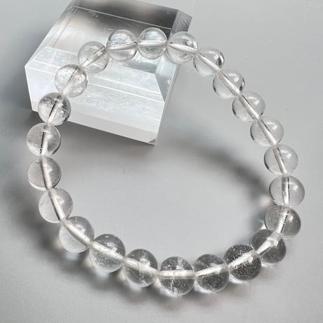 【カイラス産】"手磨き加工"天然ヒマラヤ水晶ブレスレット(8mm内径16cm)/Kailash Himalayan Quartz Bracelet