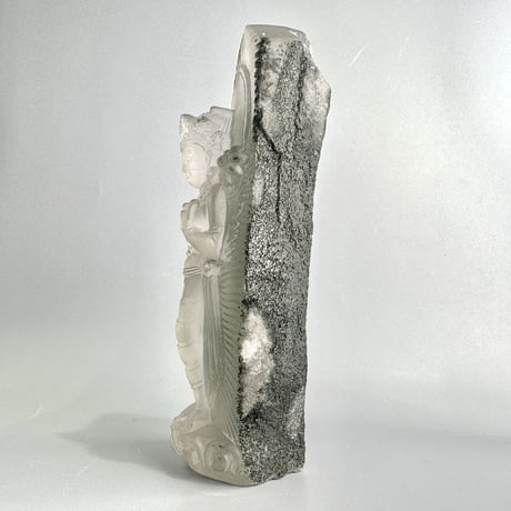 【ガネッシュヒマール産】クローライトイン天然ヒマラヤ水晶"スタンディングターラ"仏像/Ganesh himal Chlorite in himalayan quartz "Standing Tara"