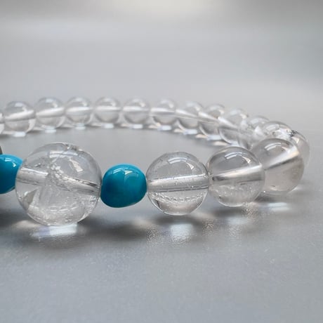 【デザインブレスレット】アリゾナターコイズ×天然ヒマラヤ水晶/Arizona Turquoise×Himalayan Quartz Design Bracelet