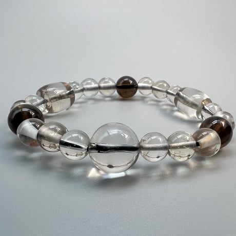 【デザインブレスレット】ガウリシャンカール産天然ヒマラヤスモーキークォーツ/Gaurishankar Smoky Quartz Design Bracelet