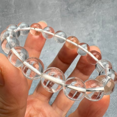 【カイラス産】"手磨き加工"天然ヒマラヤ水晶ブレスレット①10mm内径15cm /Kailash Himalayan Quartz Bracelet