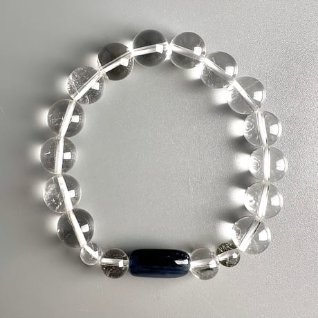【デザインブレスレット】ネパールカイヤナイト×ガネッシュヒマール産"手磨き加工"天然ヒマラヤ水晶/Nepal Kyanite+GaneshHimal Design Bracelet