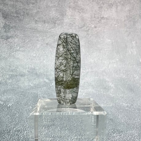 【ガネッシュヒマール産】アクチノライトイン天然ヒマラヤ水晶 樽型ビーズ③/Ganesh Himal Actinolite in Himalayan Quartz barrel beads