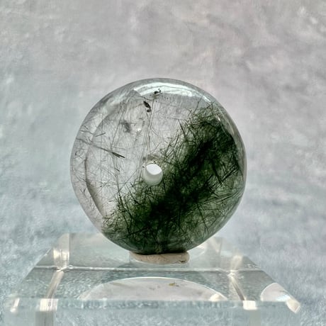【ガネッシュヒマール産】アクチノライトイン天然ヒマラヤ水晶 タイヤ型ビーズ②/Ganesh Himal Actinolite in Himalayan Quartz Tire beads