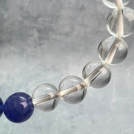 【デザインブレスレット】ガネッシュヒマール産ヒマラヤ水晶×タンザナイトデザインブレスレット②/Ganesh Himal Himalayan Quartz+Tanzanite