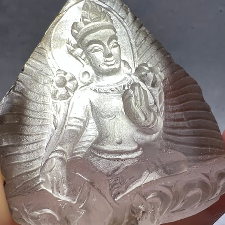 【ガウリシャンカール産】天然ヒマラヤスモーキークォーツ "グリーンターラ"仏像/Gaurishankar HimalayanSmoky "Green Tara"Statue