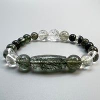 【ガネッシュヒマール産】アクチノライトイン天然ヒマラヤ水晶デザインブレスレット/Ganesh Himal Actinolite in Himalayan Quartz Design Bracelet