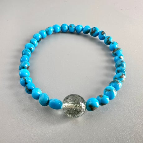 天然アクアマリンガネーシュヒマール産クローライト&アクチノライトインブレスレット ガネッシュヒマール産】クローライト&アクチノライトイン天然ヒマラヤ