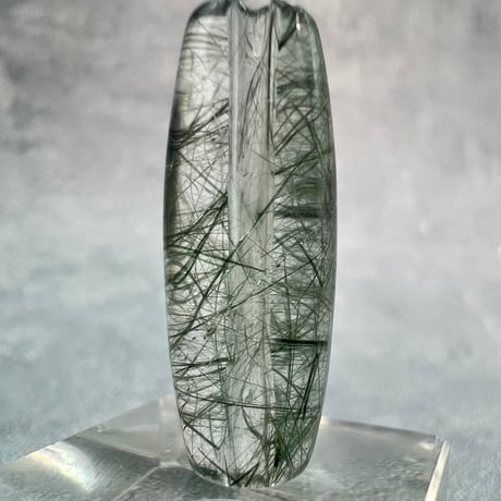 【ガネッシュヒマール産】アクチノライトイン天然ヒマラヤ水晶 樽型ビーズ⑨/Ganesh Himal Actinolite in Himalayan Quartz barrel beads