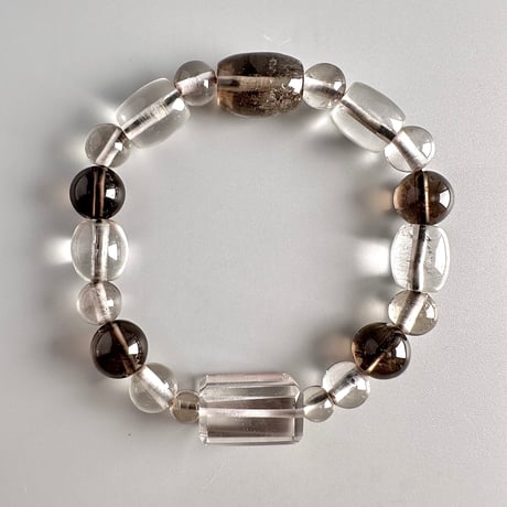 ガウリシャンカール産"手磨き加工"天然ヒマラヤスモーキークォーツ デザインブレスレット Gaurishankar SmokyQuartz Design Bracelet