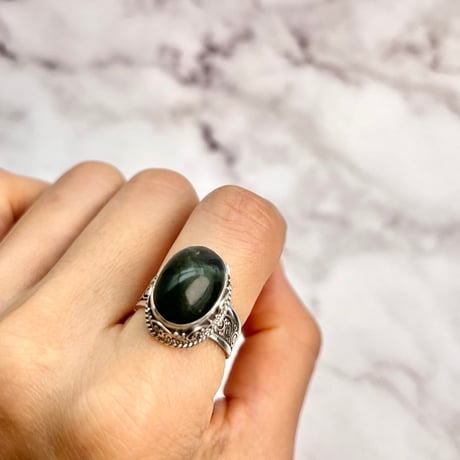 【ガネッシュヒマール産】クローライトイン天然ヒマラヤ水晶S/V925リング/Ganesh Himal Chlorite in Himalayan Quartz S/V925 Ring