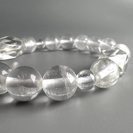 【デザインブレスレット】カイラス産＋アンナプルナ産"手磨き加工"天然ヒマラヤ水晶/Kailash + Annapurna Himalayan Quartz  Design Bracelet