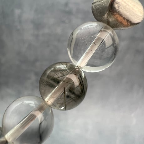 【ガネッシュヒマール産】アクチノライトイン天然ヒマラヤ水晶デザインブレスレット/Ganesh Himal Actinolite in Himalayan Quartz Design Bracelet