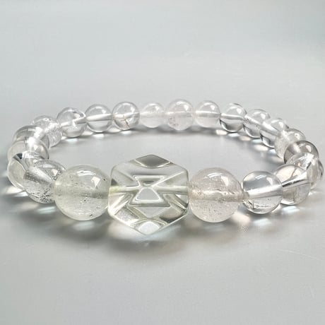 【カイラス産】"手磨き"天然ヒマラヤ水晶デザインブレスレット/Kailash Himalayan Quartz Design Bracelet