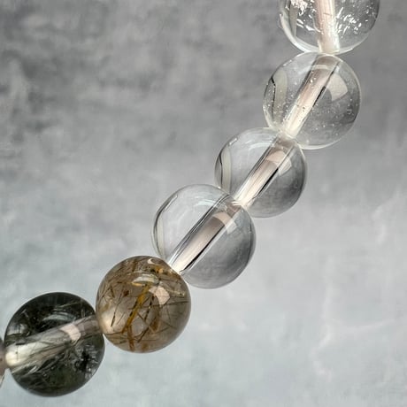 【ガネッシュヒマール産】アクチノライトイン天然ヒマラヤ水晶デザインブレスレット/Ganesh Himal Actinolite in Himalayan Quartz Design Bracelet