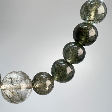 【ガネッシュヒマール産】アクチノライトイン天然ヒマラヤ水晶デザインブレスレット/Ganesh Himal Actinolite in Himalayan Quartz Design Bracelet