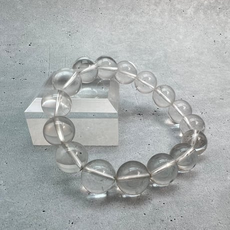 【カイラス産】"手磨き"天然ヒマラヤ水晶ブレスレット12mm内径16cm/Kailash Himalayan Quartz Bracelet