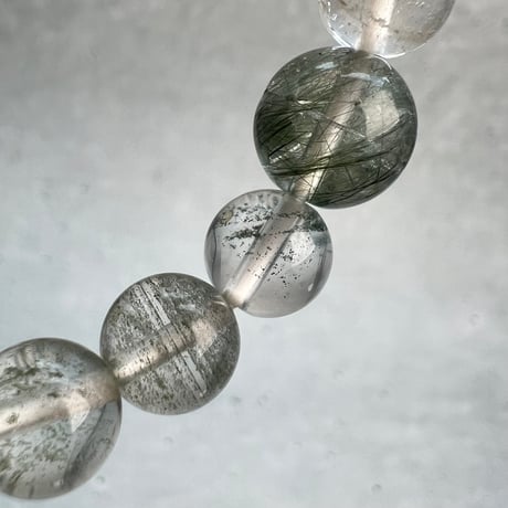 【ガネッシュヒマール産】アクチノライトイン天然ヒマラヤ水晶デザインブレスレット/Ganesh Himal Actinolite in Himalayan Quartz Design Bracelet