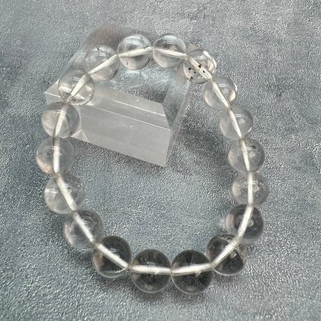 【カイラス産】"手磨き加工"天然ヒマラヤ水晶ブレスレット①10mm内径15cm /Kailash Himalayan Quartz Bracelet