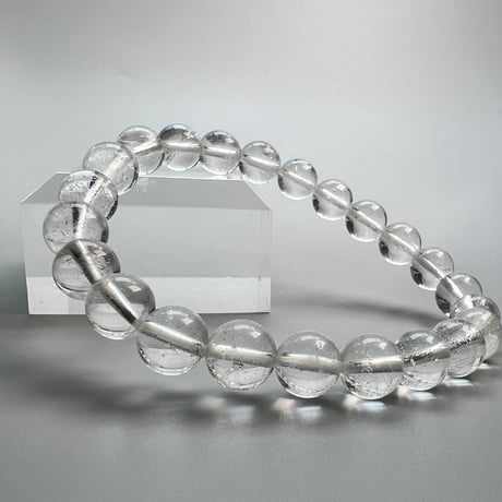 【カイラス産】"手磨き加工"天然ヒマラヤ水晶ブレスレット(8mm内径16cm)/Kailash Himalayan Quartz Bracelet