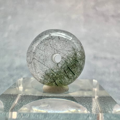 【ガネッシュヒマール産】アクチノライトイン天然ヒマラヤ水晶 タイヤ型ビーズ⑦/Ganesh Himal Actinolite in Himalayan Quartz Tire beads