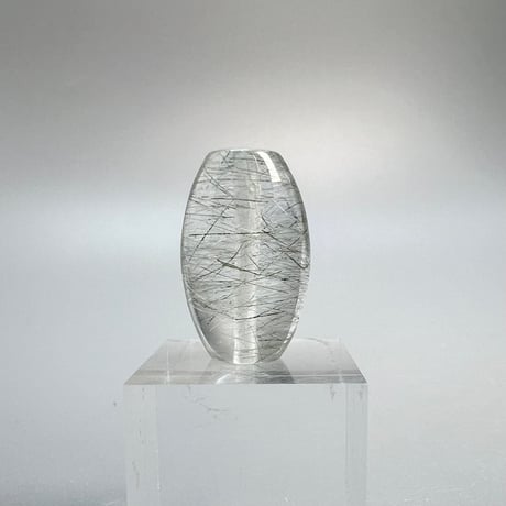 【ガネッシュヒマール産】アクチノライト イン天然ヒマラヤ水晶 樽型ビーズ/Ganesh Himal Actinolite in Himalayan Quartz barrel bead