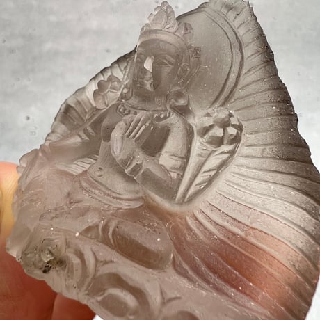 【ガウリシャンカール産】天然ヒマラヤスモーキークォーツ "グリーンターラ"仏像/Gaurishankar HimalayanSmoky "Green Tara"Statue