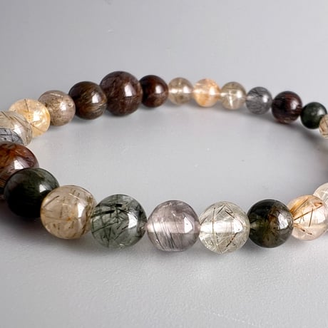 【デザインブレスレット】ガネッシュヒマール産アクチノライトイン天然ヒマラヤ水晶/Ganesh Himal Actinolite in Himalayan Quartz