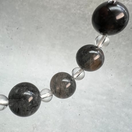 【ガネッシュヒマール産】アクチノライトイン天然ヒマラヤ水晶デザインブレスレット/Ganesh Himal Actinolite in Himalayan Quartz Design Bracelet