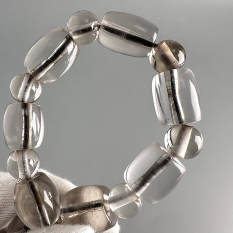 ガウリシャンカール産"手磨き加工"天然ヒマラヤスモーキークォーツ デザインブレスレット Gaurishankar SmokyQuartz Design Bracelet