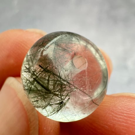 【ガネッシュヒマール産】アクチノライトイン天然ヒマラヤ水晶 タイヤ型ビーズ⑦/Ganesh Himal Actinolite in Himalayan Quartz Tire beads