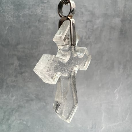 【ガネッシュヒマール産】天然ヒマラヤ水晶クロスペンダントトップ④/Ganesh Himal Himalayan Quartz Cross Pendant Top