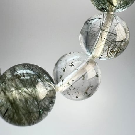 【ガネッシュヒマール産】アクチノライトイン天然ヒマラヤ水晶デザインブレスレット/Ganesh Himal Actinolite in Himalayan Quartz Design Bracelet
