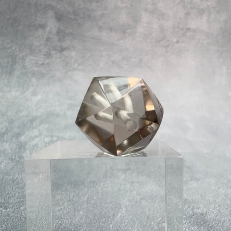 【ガウリシャンカール産】天然ヒマラヤスモーキークォーツ"手磨き加工"イコサヘドロン"ビーズ/GauriShankar Smoky Quartz "Icosahedron"Beads