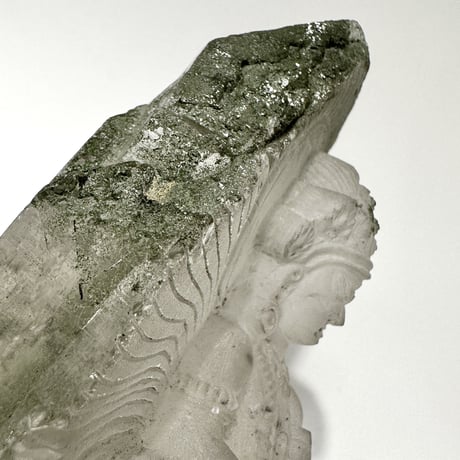 【ガネッシュヒマール産】クローライトイン天然ヒマラヤ水晶 "クベーラ"仏像/Ganesh himal Chlorite in himalayan quartz  "kuber"
