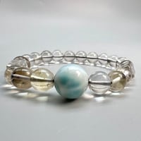 【デザインブレスレット】天然ラリマー×"手磨き加工"ガウリシャンカール産スモーキークォーツ/Larimer×GauriShankar Smoky Design Bracelet
