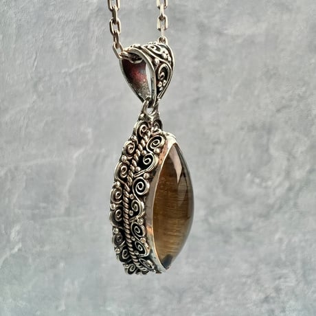 【ガウリシャンカール産】天然ヒマラヤスモーキークォーツ シルバー925ペンダントトップ/GauriShankar Smoky Quartz Silver925 Pendant Top