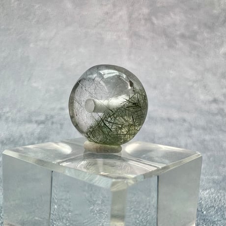 【ガネッシュヒマール産】アクチノライトイン天然ヒマラヤ水晶 タイヤ型ビーズ⑦/Ganesh Himal Actinolite in Himalayan Quartz Tire beads
