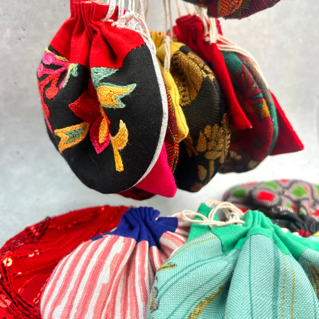 "Thaili" handmade in Nepal🇳🇵C-①〜⑧ "タイリ(巾着袋)"ネパール産ハンドメイド