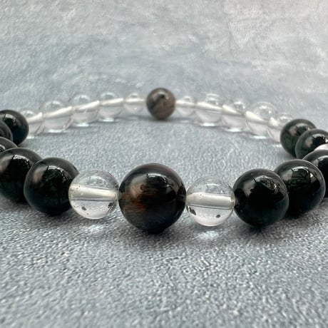 【ガネッシュヒマール産】アクチノライトイン天然ヒマラヤ水晶デザインブレスレット/Ganesh Himal Actinolite in Himalayan Quartz Design Bracelet