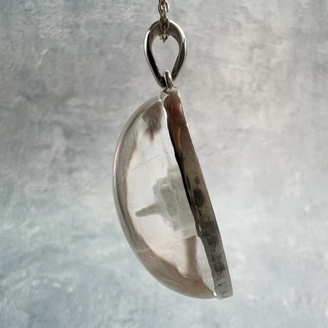 【ガネッシュヒマール産】天然ヒマラヤ水晶 "シュリヤントラ"シルバーペンダントトップ①/Ganesh Himal Himalayan Quartz "Shri Yantra"S/V Pendant