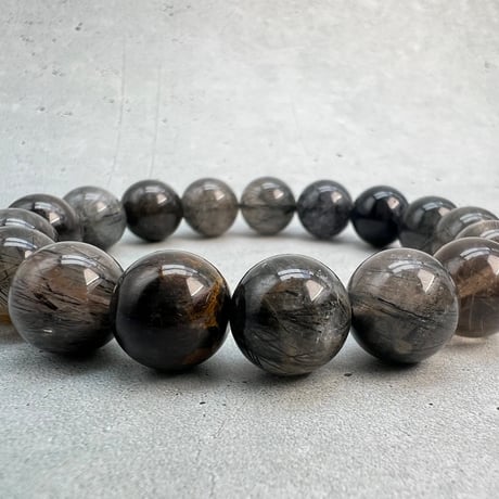 【ガネッシュヒマール産】アクチノライトイン天然ヒマラヤ水晶デザインブレスレット/Ganesh Himal Actinolite in Himalayan Quartz Design Bracelet