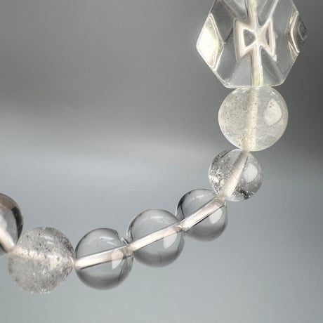【カイラス産】"手磨き"天然ヒマラヤ水晶デザインブレスレット/Kailash Himalayan Quartz Design Bracelet