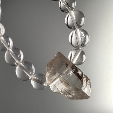 ガウリシャンカール産スモーキークォーツ&カイラスクォーツデザインブレスレット/Gaurishankar & Kailash Quartz Design Bracelet