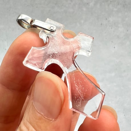 【ガネッシュヒマール産】天然ヒマラヤ水晶クロスペンダントトップ⑦/Ganesh Himal Himalayan Quartz Cross Pendant Top
