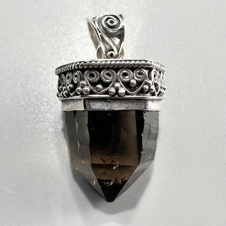 【ガウリシャンカール産】天然ヒマラヤスモーキークォーツ シルバー925ペンダントトップ/GauriShankar Himalayan Smoky Quartz S/V925Pendant Top