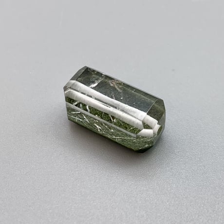 Mt.Fuji浄化🗻 【ガネッシュヒマール産】クローライトインヒマラヤ水晶"手磨き加工"スクエアビーズ2P1⃣/Ganesh Himal Chlorite  in Himalayan Quartz