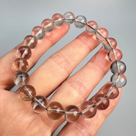 【ガウリシャンカール産】"手磨き加工"天然ヒマラヤスモーキークォーツブレスレット(8~9mm内径16cm)②/Gaurishankar Himalayan Smoky Quartz Bracelet